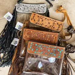 Hand Tooled Crossbody Clear Purse