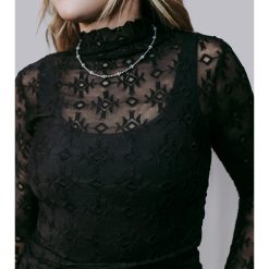 Black embroidery lace top