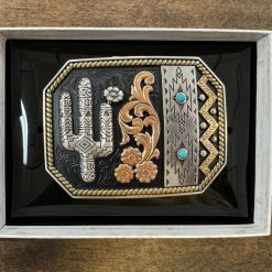 M&F Western Blazin Roxx Ladies Buckle with Floral and Cactus Raised Engraving 37942-BR