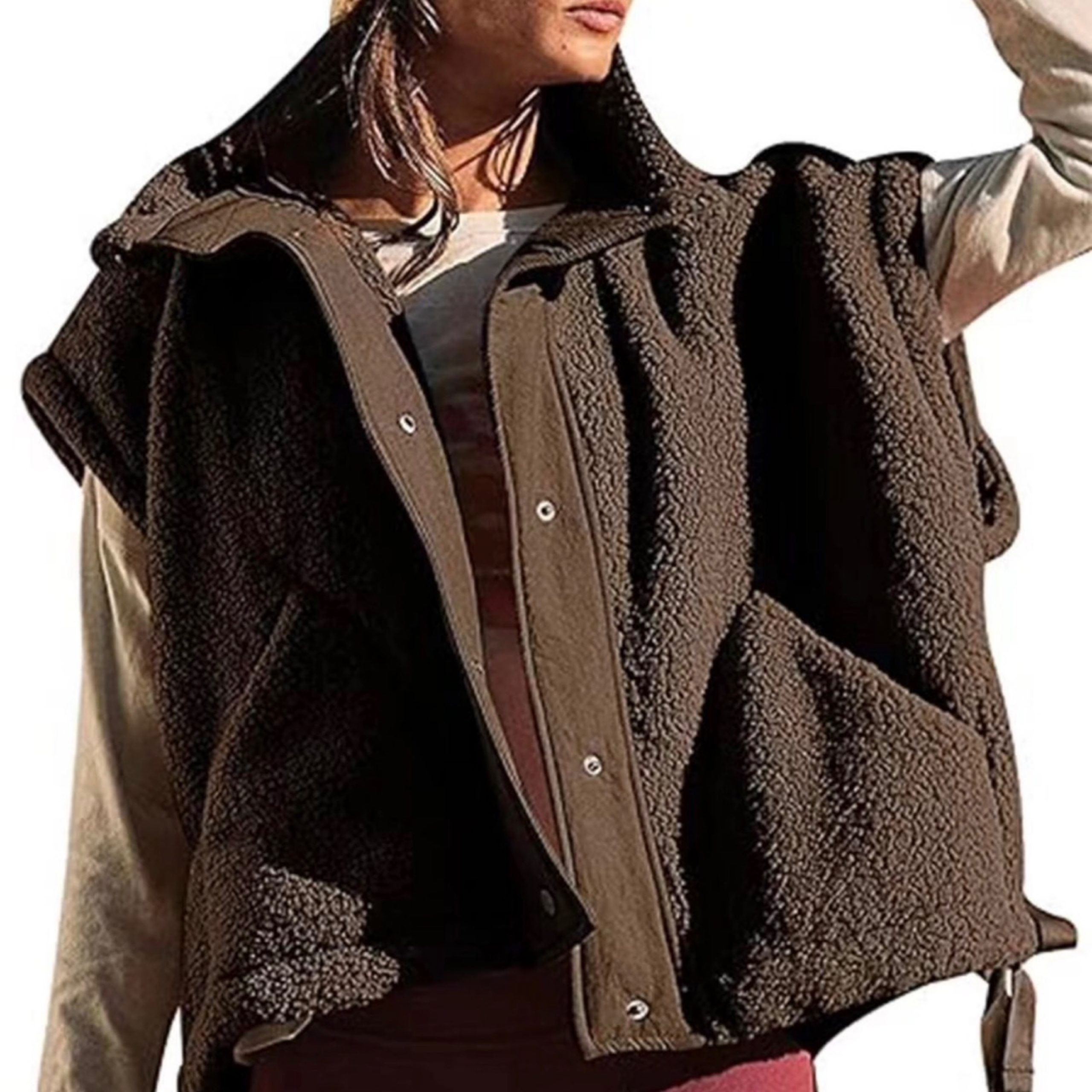 Fleece Button Vest Jacket