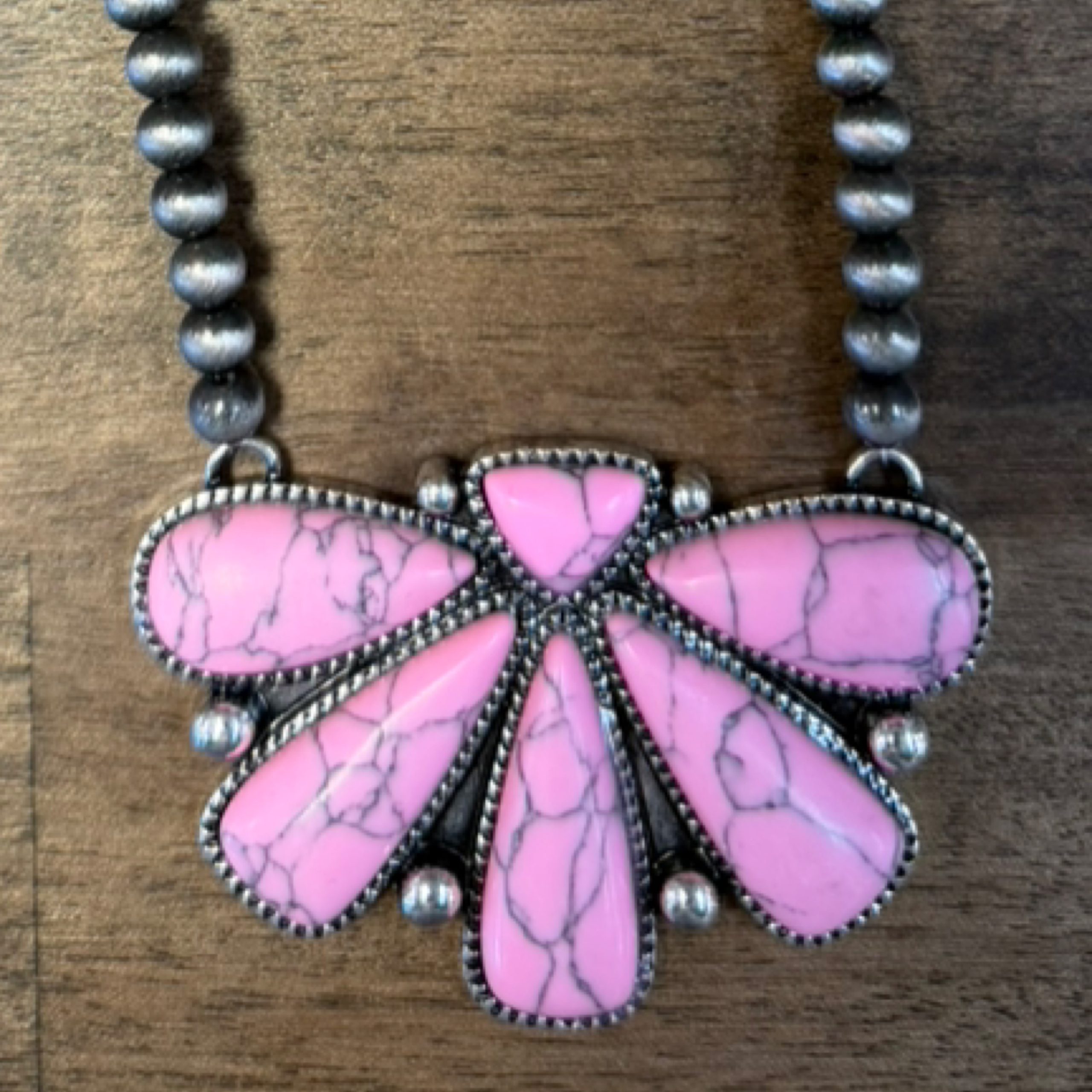 Western Squash Blossom Pendant w/ Navajo Pearl Bead Necklace