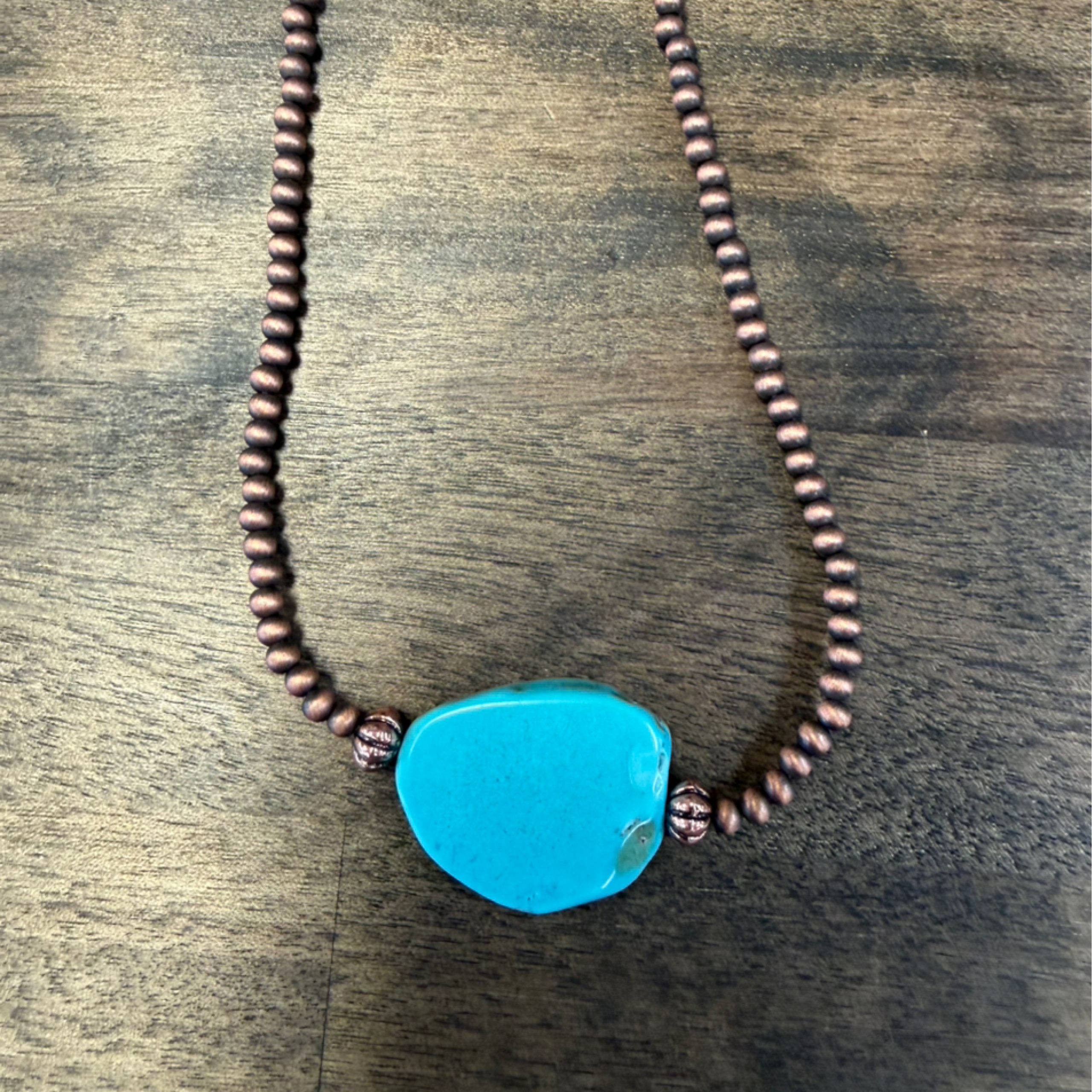 Western Style Navajo Pearl Turquoise Stone Pendant Necklace