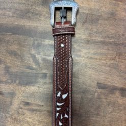 Western Nocona Floral Pierced Bone Underlay (Tan) Men's Belts