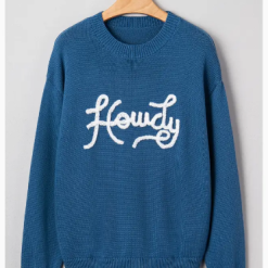 Howdy Embroidered Sweater-Blue