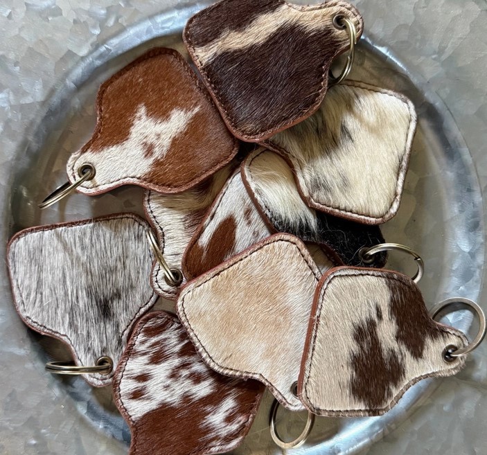 Cowhide Cowtag Keychain