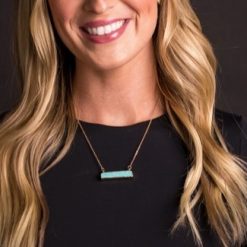 Blazin Roxx Dainty Gold Necklace W/Turq Bar