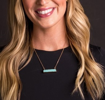 Blazin Roxx Dainty Gold Necklace W/Turq Bar