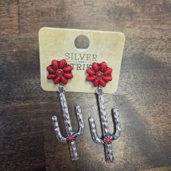 Cactus & Red Flower Earrings