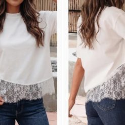 Lace Hem Patchwork Tee