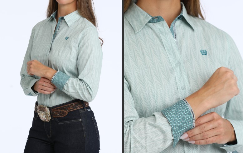 Ladies Cinch Blue Long Sleeve