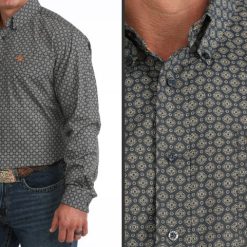 Cinch Men's Green Pattern Long Sleeve